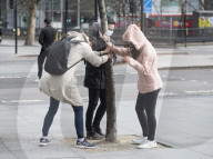 Storm Eunice hits London’s Euston road.