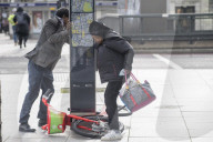 Storm Eunice hits London’s Euston road.