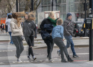 Commuters are blown about by Storm Franklin in London UK