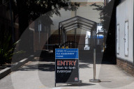 An empty COVID-19 testing clinic in Sydney. Australia reported at least 45 Covid-related deaths on Sunday. 