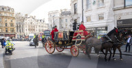 Royal horse drawn carriage in Trafalgar Square