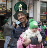 Build up to the St Patrick's Day Parade, London.
