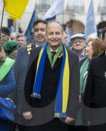 Build up to the St Patrick's Day Parade, London.