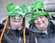 Build up to the St Patrick's Day Parade, London.