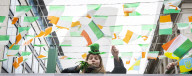 Build up to the St Patrick's Day Parade, London.