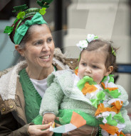 Build up to the St Patrick's Day Parade, London.