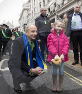 Build up to the St Patrick's Day Parade, London.