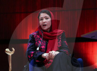Afghan human rights defender Fawzia Koofi is pictured speaking at the Women of the World Festival in London. 