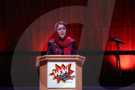 Afghan human rights defender Fawzia Koofi is pictured speaking at the Women of the World Festival in London. 