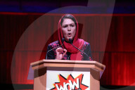 Afghan human rights defender Fawzia Koofi is pictured speaking at the Women of the World Festival in London. 