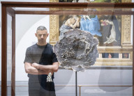 Artist Ali Cherri with his new work Ali Cherri: If you prick us, do we not bleed? unveiled today at The National Gallery, London