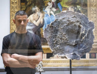 Artist Ali Cherri with his new work Ali Cherri: If you prick us, do we not bleed? unveiled today at The National Gallery, London