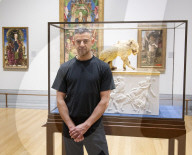 Artist Ali Cherri with his new work Ali Cherri: If you prick us, do we not bleed? unveiled today at The National Gallery, London
