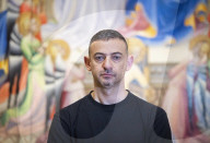 Artist Ali Cherri with his new work Ali Cherri: If you prick us, do we not bleed? unveiled today at The National Gallery, London