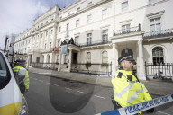 Four arrested after protest at Oleg Deripaska’s London mansion. Group earlier said they had made peace with arrest after claiming property for Ukrainian refugees.