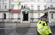 Four arrested after protest at Oleg Deripaska’s London mansion. Group earlier said they had made peace with arrest after claiming property for Ukrainian refugees.