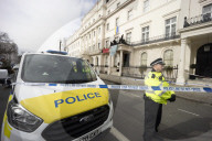 Four arrested after protest at Oleg Deripaska’s London mansion. Group earlier said they had made peace with arrest after claiming property for Ukrainian refugees.