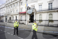 Four arrested after protest at Oleg Deripaska’s London mansion. Group earlier said they had made peace with arrest after claiming property for Ukrainian refugees.