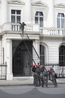 Four arrested after protest at Oleg Deripaska’s London mansion. Group earlier said they had made peace with arrest after claiming property for Ukrainian refugees.