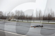 Death on the Highway between Kyiv and Zhytomyr, Ukraine - 02 Apr 2022