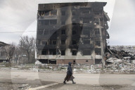 NEWS - Ukraine-Krieg:  Zerstörte Gebäude in der Stadt Borodianka