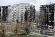 NEWS - Ukraine-Krieg:  Zerstörte Gebäude in der Stadt Borodianka