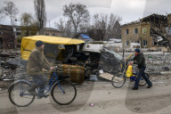 NEWS - Ukraine-Krieg:  Zerstörte Gebäude in der Stadt Borodianka