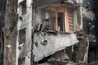 NEWS - Ukraine-Krieg:  Zerstörte Gebäude in der Stadt Borodianka
