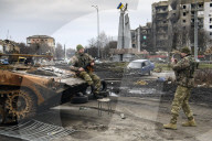 NEWS - Ukraine-Krieg:  Zerstörte Gebäude in der Stadt Borodianka