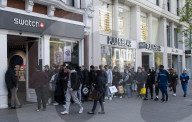 A large number of shoppers were seen queueing outside Swatch in Oxford Street, London, Great Britain this morning 
11th April 2022