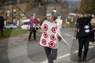 Midgley Pace Egg actors taking part in the Good Friday tradition