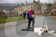 Midgley Pace Egg actors taking part in the Good Friday tradition