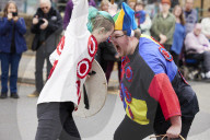 Midgley Pace Egg actors taking part in the Good Friday tradition