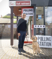 Sadiq Khan, Mayor of London at his local polling station, Tooting, London