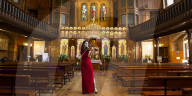 Irene Duval rehearses at the Ukrainian Catholic Cathedral in London
