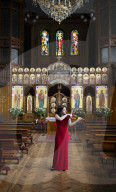 Irene Duval rehearses at the Ukrainian Catholic Cathedral in London