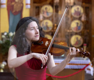 Irene Duval rehearses at the Ukrainian Catholic Cathedral in London
