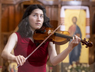 Irene Duval rehearses at the Ukrainian Catholic Cathedral in London