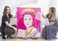 Unveiling of Andy Warhol's 1985 Queen Elizabeth II of the United Kingdom at Phillips auction House