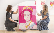 Unveiling of Andy Warhol's 1985 Queen Elizabeth II of the United Kingdom at Phillips auction House