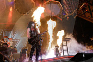 Paul Stanley Gene Simmons Tommy Thayer Eric Singer from Kiss band performing at Accor Arena in Paris