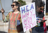 London Bridge Hospital cleaners, porters and caterers protest outside HCA International