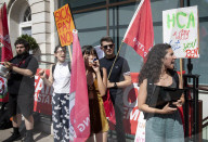 London Bridge Hospital cleaners, porters and caterers protest outside HCA International