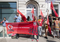 London Bridge Hospital cleaners, porters and caterers protest outside HCA International
