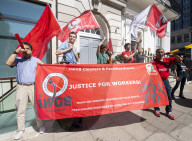 London Bridge Hospital cleaners, porters and caterers protest outside HCA International