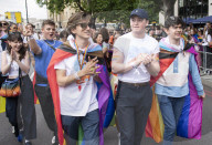 Pride in London parade, Park Lane to Trafalgar Square, London.