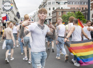 Pride in London parade, Park Lane to Trafalgar Square, London.