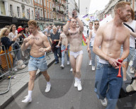 Pride in London parade, Park Lane to Trafalgar Square, London.