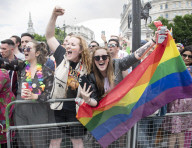 Pride in London parade, Park Lane to Trafalgar Square, London.