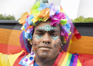 Pride in London parade, Park Lane to Trafalgar Square, London.